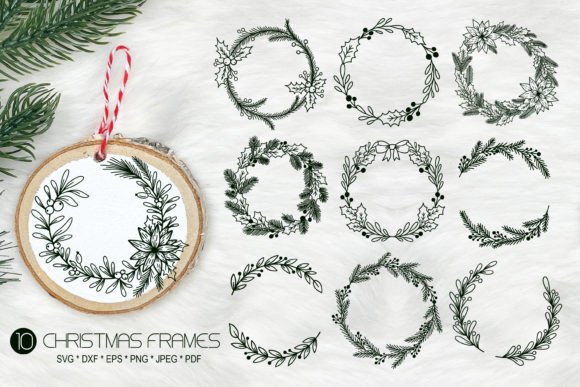10 Christmas Wreath Frame Svg Bundle for Illustrations
