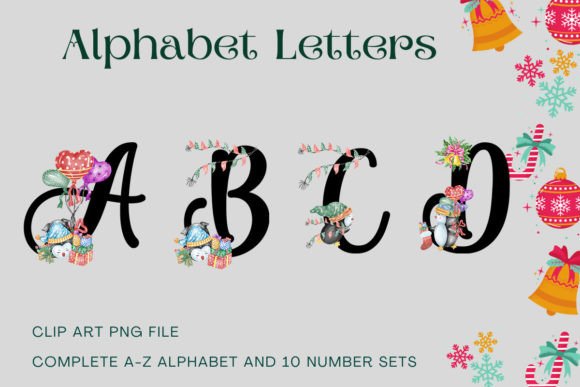 Christmas Alphabet Penguin Sublimation3 Illustrations