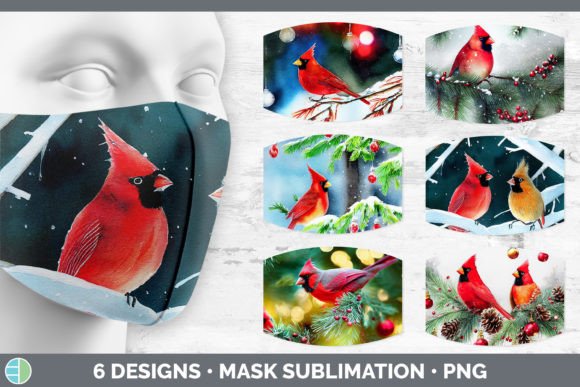Christmas Cardinals Mask Sublimation B for Brand Illustrations