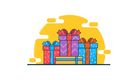 Christmas Gift Boxes Illustration for Website and Editorial Use