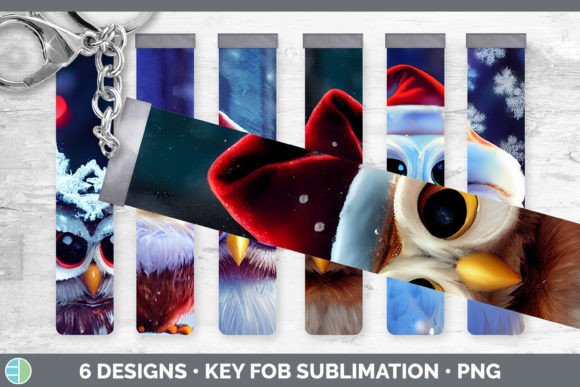 Christmas Owl Key Fob Wristlet Sublima in Modern Illustrations