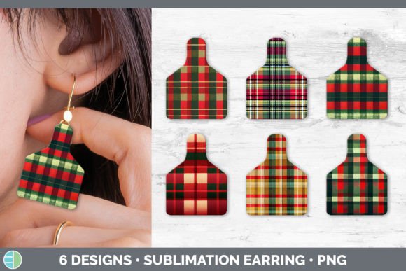 Christmas Plaid Cow Tag Earring Sublim Review for Illustrations