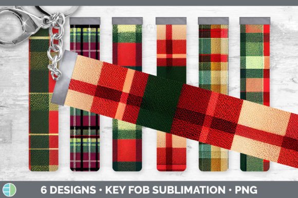 Christmas Plaid Key Fob Wristlet Subli for Illustrations