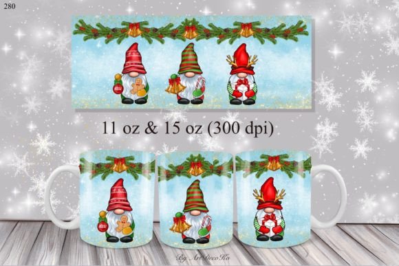 Christmas Sublimation Mug with Gnomes, M Illustrations