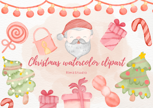 Christmas Watercolor Clipart PNG for Illustrations