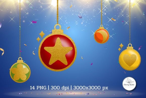 Gold Christmas Ornament Illustration for Branding
