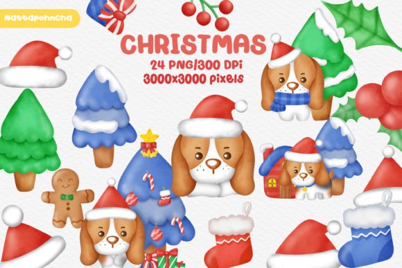 Happy Christmas Day Clipart Bundle for Illustrations & Crafts