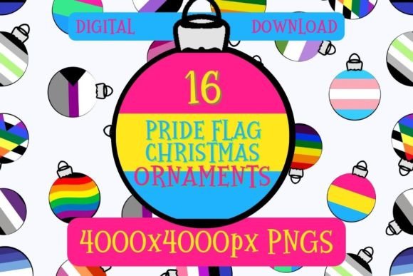Pride Flag Christmas Ornaments Illustrations