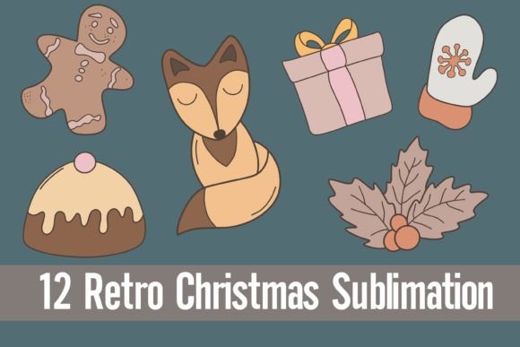 Retro Christmas Sublimation PNG for Illustrations