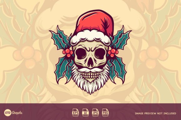 Skull Christmas - Retro Illustration for Branding and Design