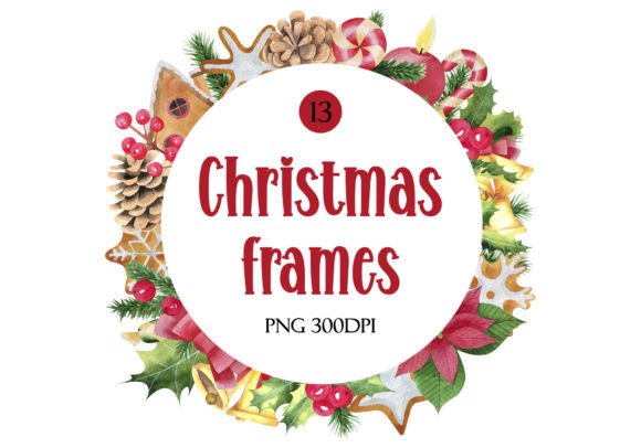 Watercolor Christmas Frames Png for Blog and Web Design