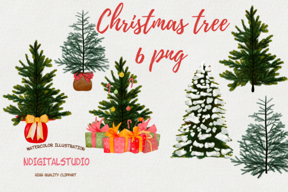 Watercolor Christmas Tree Clipart Set Review