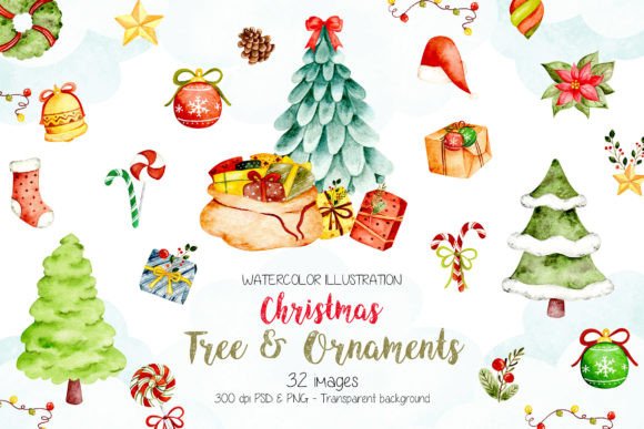 Watercolor Christmas Tree Illustrations for Festive Web Design