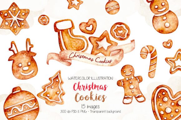 Watercolor Illustration Christmas Cookie