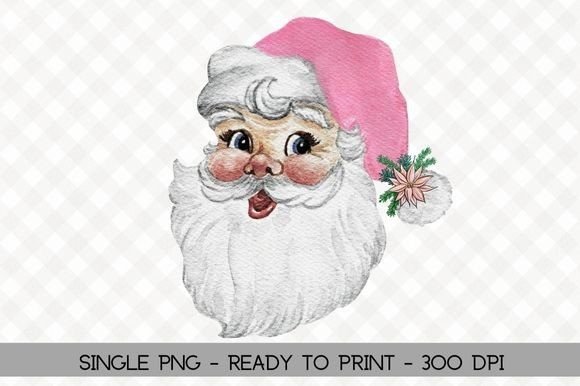 Watercolor Pink Christmas Retro Santa Review